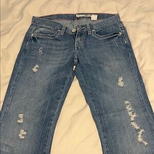 Distressed Blue Jeans